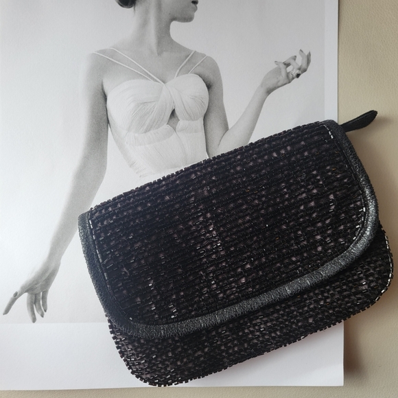 Beaded Black Clutch Small Bag ~ Contemporary & Vintage Vibe ~ Date Night ~ Fancy - Picture 8 of 16